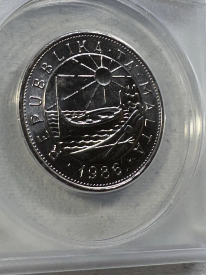 1986 Malta 1 Pound (Lira) Graded MS 67 by ANACS - Image 2 of 4