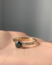 Round Cut Teal Sapphire Ring: 925 Sterling Silver Gift For Her Engagement Ring.