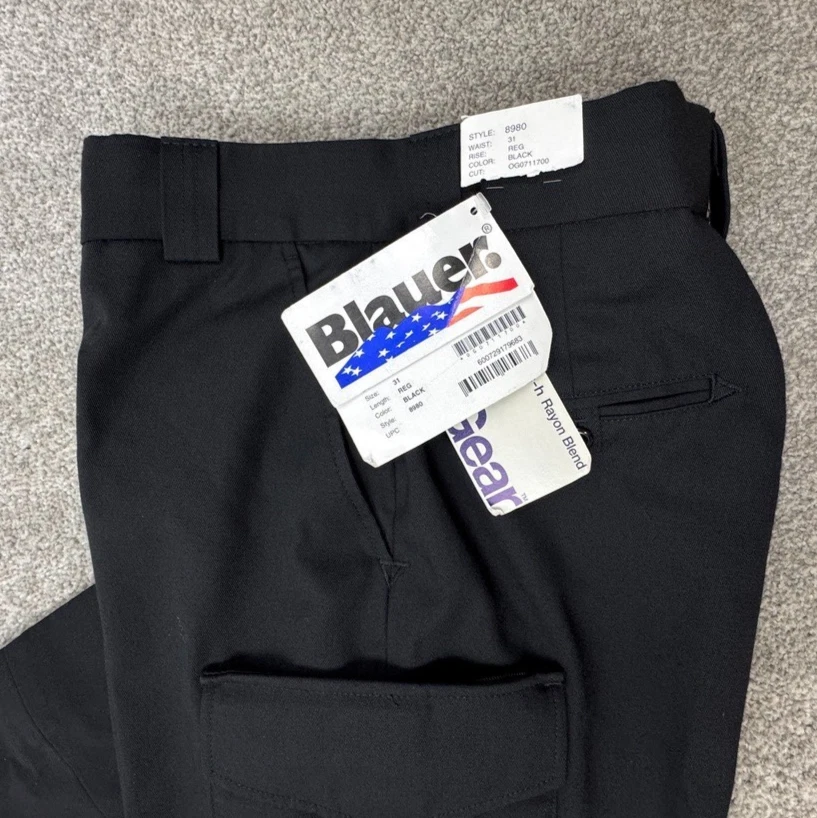 Blauer Police Uniform Pants Side Pocket 31 Regular Black Rayon Hemmed Style 8980 - Image 2 of 4