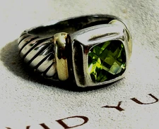 David Yurman  Ring  Peridot Albion  14k Gold  and 925 sterling Silver