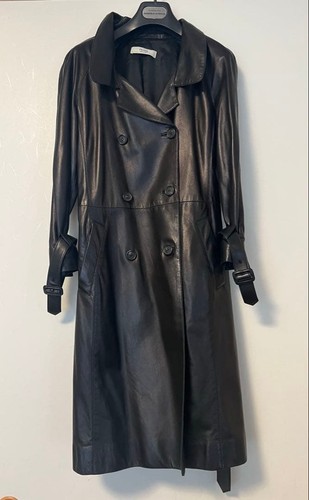 [PRADA⭐︎Prada] Leather⭐︎Trench coat Black 42