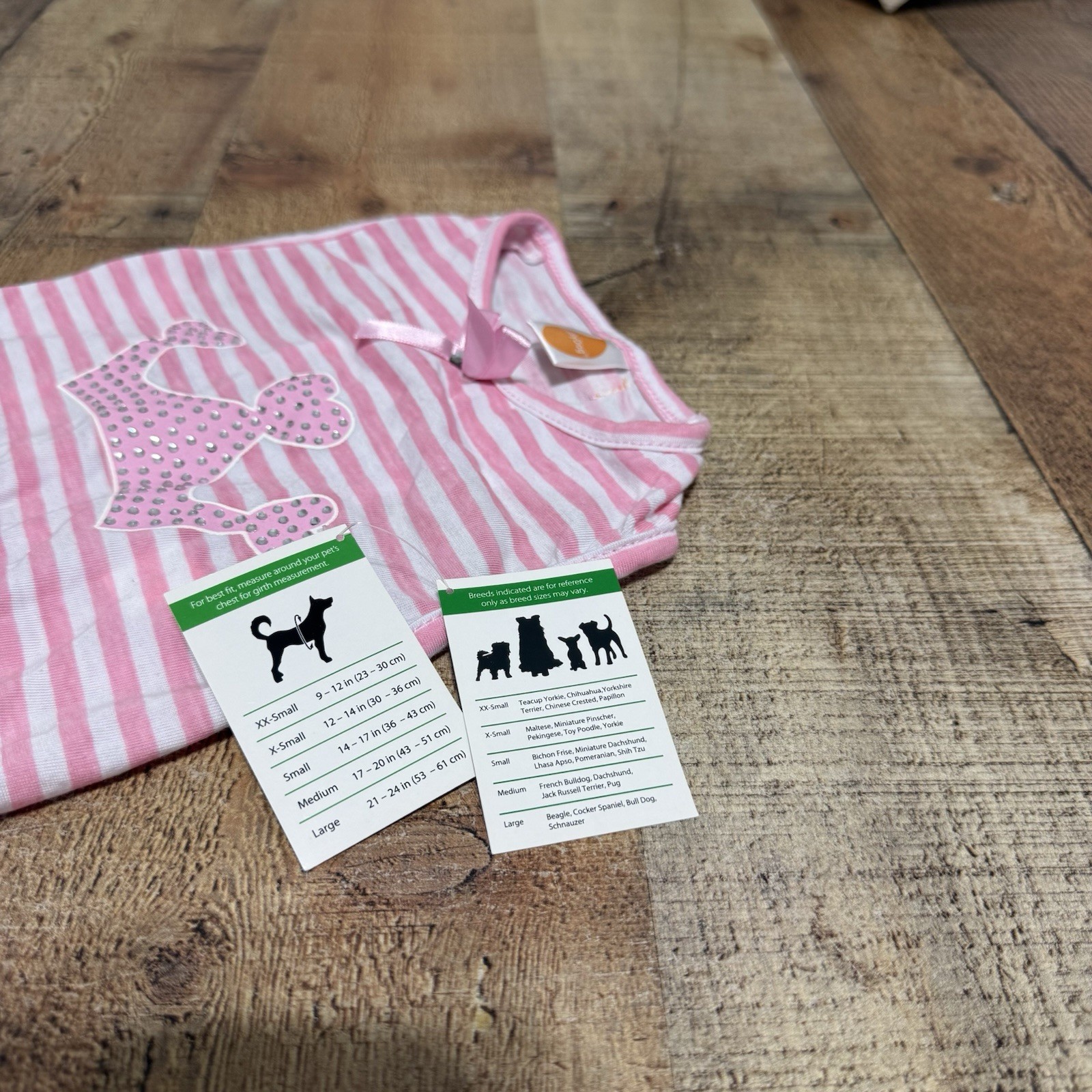 PET APPAREL PINK & WHITE STRIPE DRESS Puppy/Dog MEDIUM Crown Rhinestone NWT