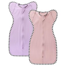 Transition Swaddle, 2 Pack 100 Cotton Baby Sleep Sack, 2-Way Zipper Infant A...