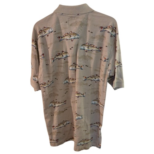 Camisa polo con estampado de peces Aftco Bluewater Wear talla Hombre Med Beige Manga Corta Papá - Imagen 10 de 10