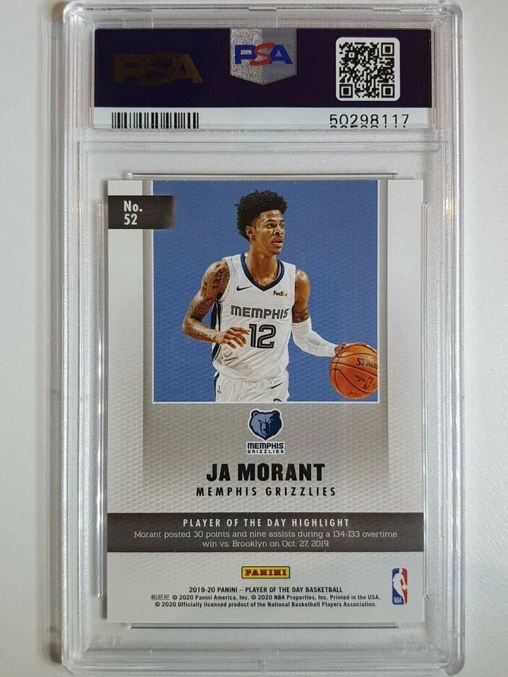 2019 Panini NBA Ja Morant Rookie #52 Player of the Day RC - PSA 10 - Image 2 of 2