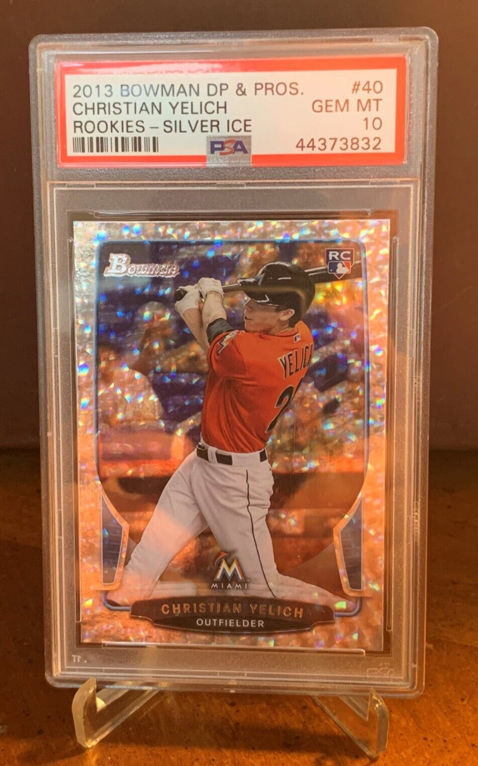 2013 BOWMAN DRAFT CHRISTIAN YELICH ROOKIE SILVER ICE #40 PSA 10 GEM MINT LOW POP