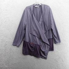 Logo Lori Goldstein Lounge Open Cardigan Sweater 3X Gray Womens Knit Lagenlook