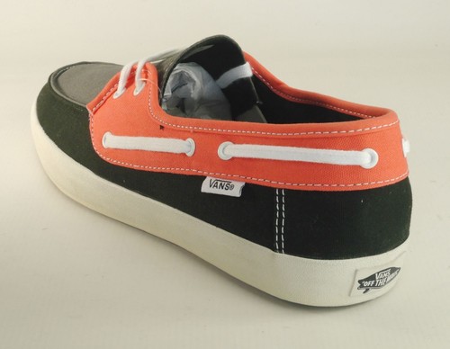 Vans Chauffeur Mens Lace Up Canvas Pumps Boat Shoes Grey / Red