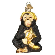 Old World Christmas CHIMPANZEE 12591 Glass Ornament w/OWC Box