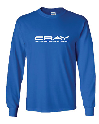 Cray SuperComputer White Logo Royal Blue Long Sleeve Cotton T-Shirt