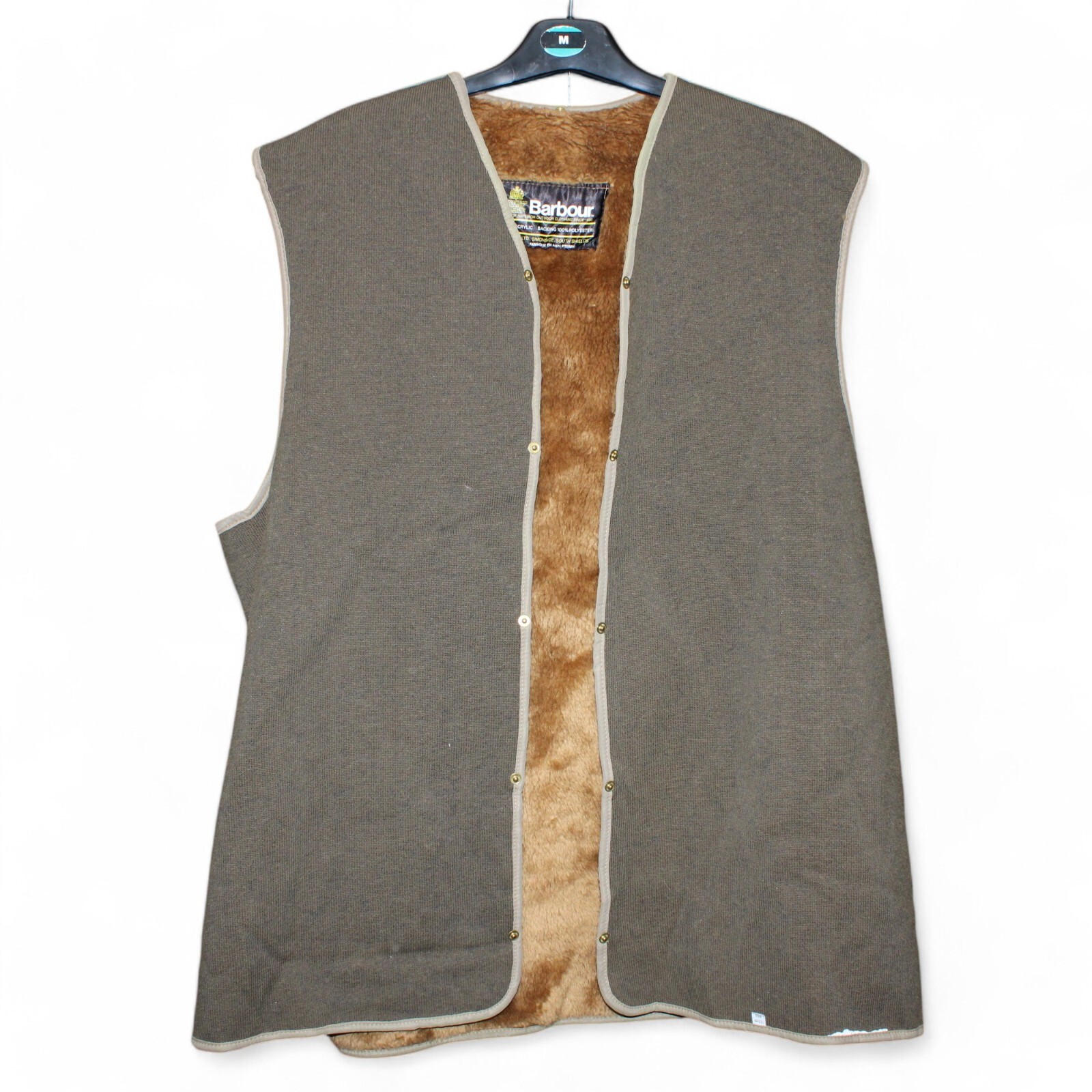 Barbour Vintage 90s Brown Attachable Pile Liner Size 44in 112cm Acrylic