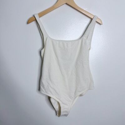 NWT Massimo Dutti Off White One Piece Open Back Swimsuit Size Large