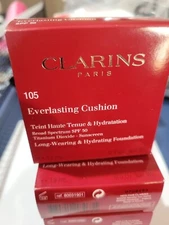 Clarins Everlasting Cushion Foundation SPF 50 w/Sponge Applicator, FULL SIZE NIB