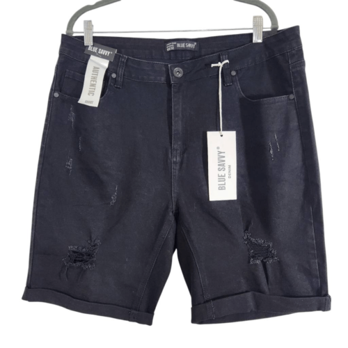 Blue Savvy Black Distressed Jean Shorts NWT Size 22 Mid-Rise Black Denim Shorts