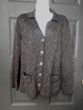 NWT NEW CHICOS JACKET BLAZER SILK SZ 1 BLACK DARK BROWN POCKETS STRETCH