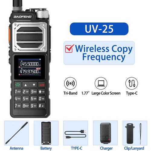 Walkie talkie 16w inalámbrico frecuencia de copia NOAA EE. UU. Banda de aire para Baofeng UV-25 PRO Air Band - Imagen 20 de 27