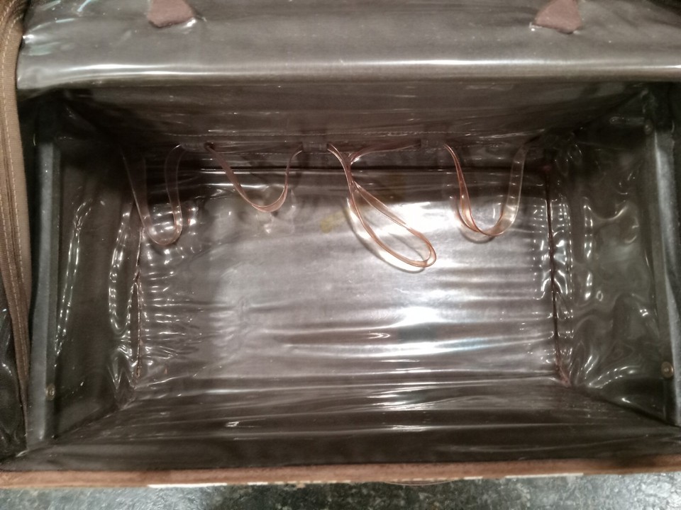 Vintage The French Company Luggage Brown Suede Leather Makeup Train