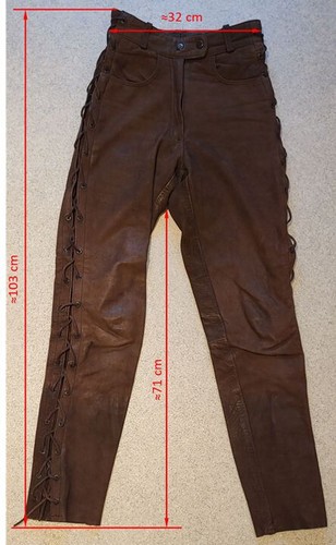 GENUINE - Damen- Biker- SCHNÜRLEDERJEANS / Motorrad - Lederhose in braun, Gr. 36 - Bild 5 von 5