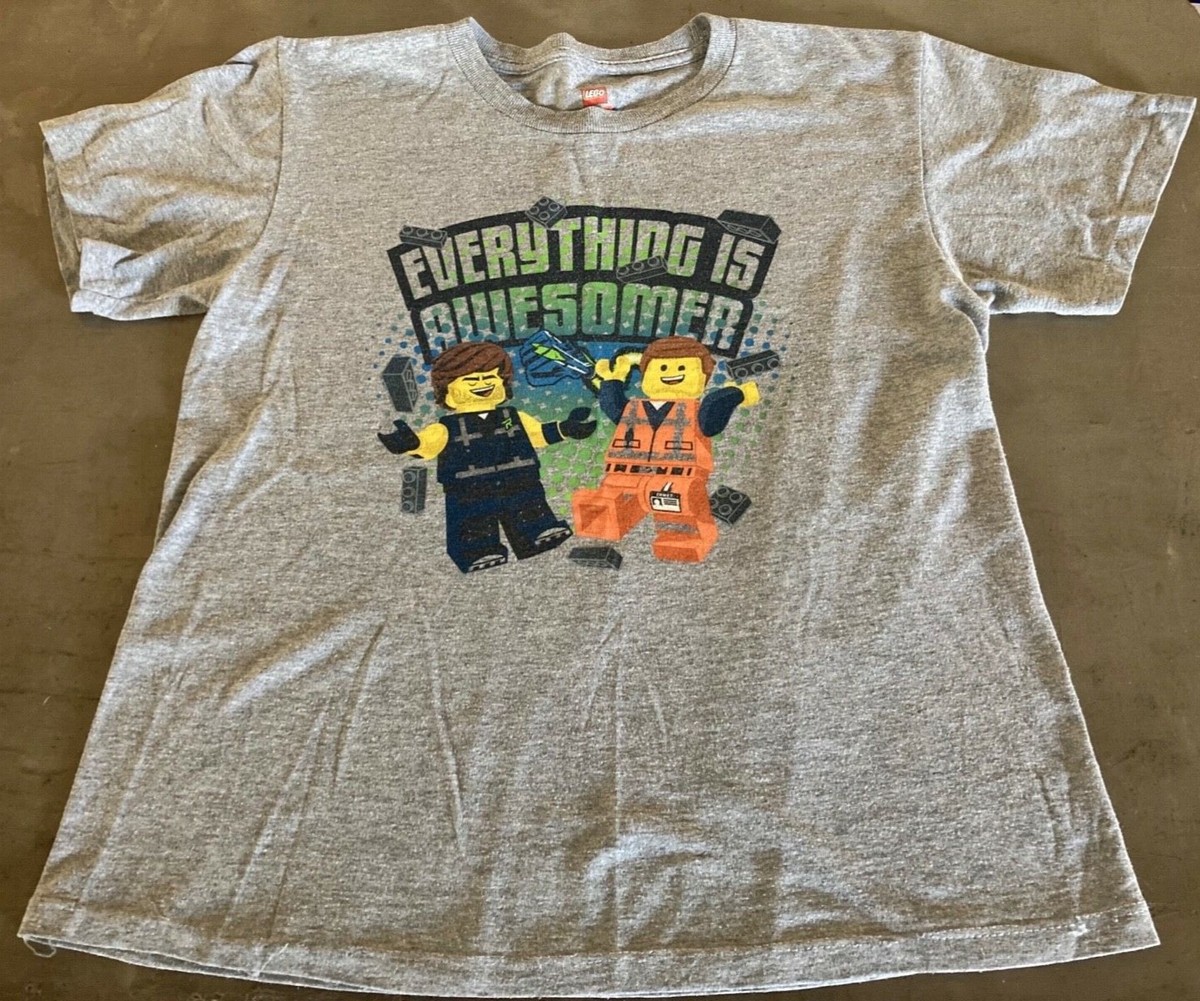 Boys size Medium Lego Movie Graphic T shirt by Lego short sleeved gray  color