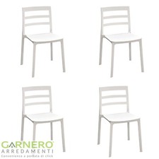 Set 4 sedie da pranzo impilabili moderne polipropilene bianco NATURE