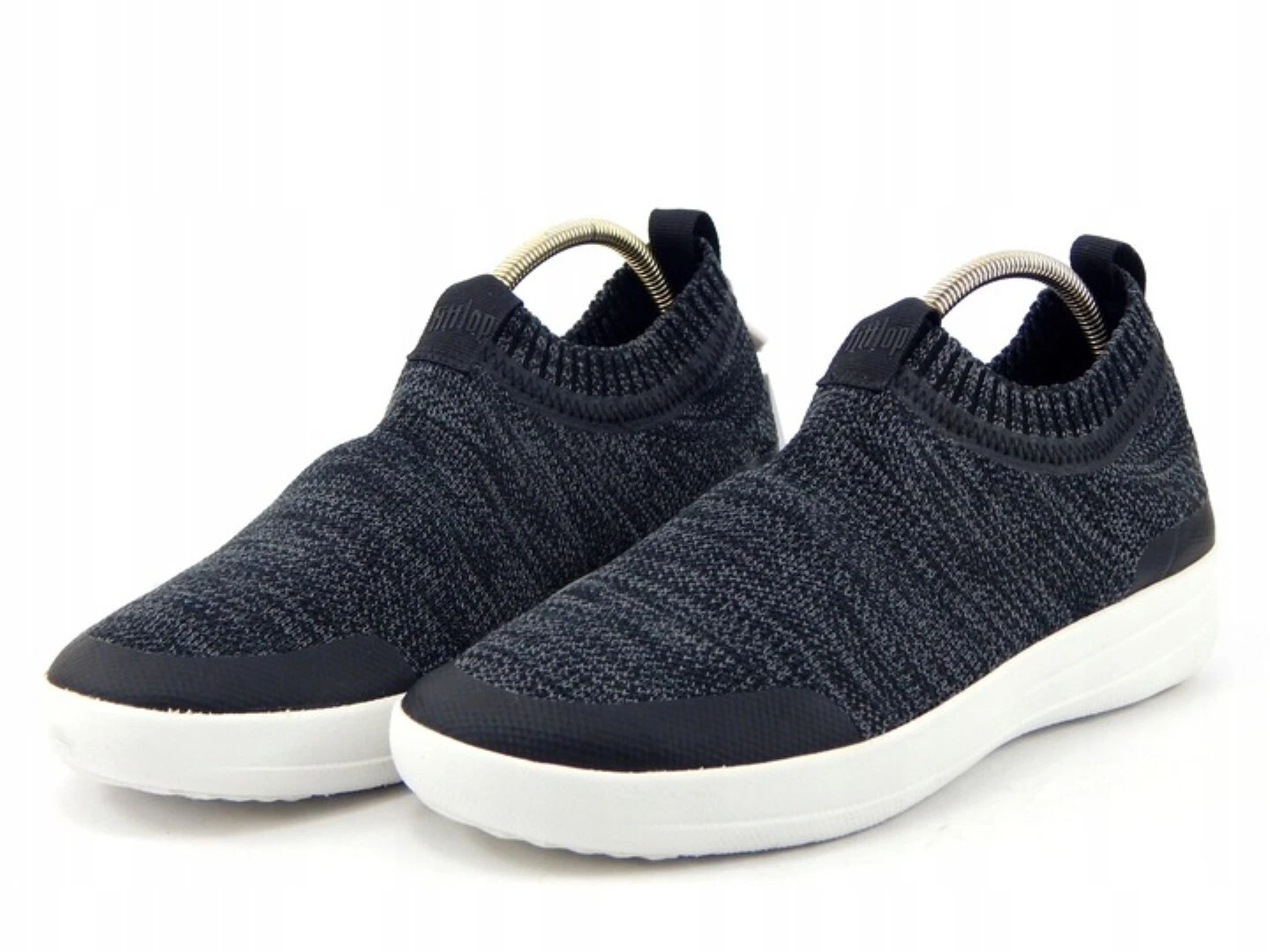 FitFlop Uberknit Slip On Trainers Pumps in Black / Soft Grey Womens UK 6 EU 39