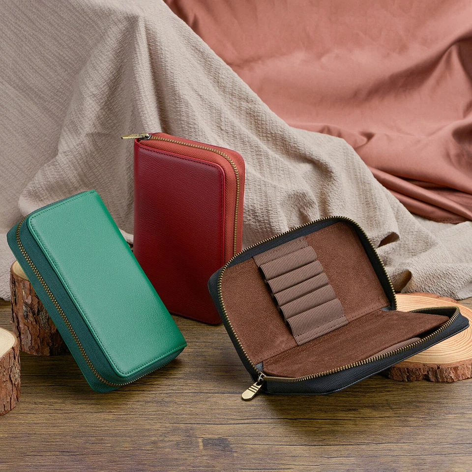 Estuche para bolígrafos de cuero con 10 ranuras, estuche para plumas estilográficas hecho a mano bolsa de exhibición Foto 3 de 4