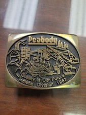 Vintage Peabody Coal Co Brass Belt Buckle Indiana Division 1987 1 Of 1700 USA