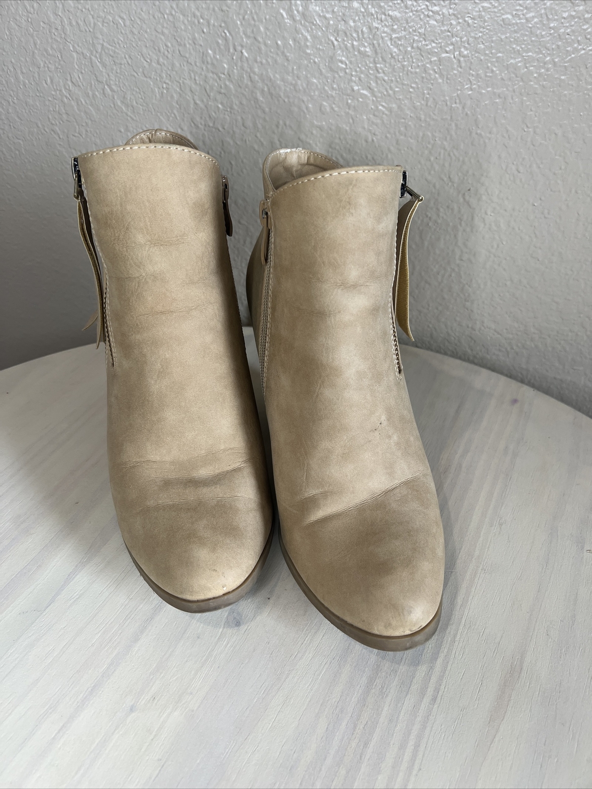 Journee Collection Womens Vally Leather Almond Toe Ankle Boots Shoes