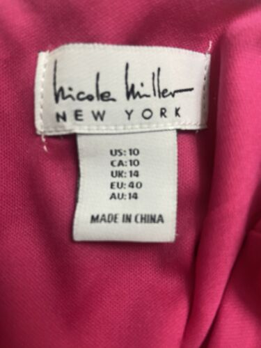 Neu ohne Etikett Nicole Miller Blumen Satin Faux Wickelkleid 10 L Flatterärmel V-Ausschnitt - Bild 9 von 14