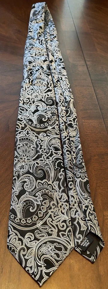 Corbata Stafford negra gris 100 % poliéster para hombre hecha en China Foto 3 de 4