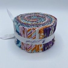 Free Spirit Jelly Roll Teal Orange Purple Yellow Blue White 30 2 1/2" Strips