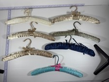 Set 7 Vintage Padded Silk Satin Lingerie Dress Hangers Bows Retro MCM