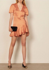 SANDRO Paris Suzen Asymmetrical Ruffle Mini Dress Size EU 42 US 10  No Belt 