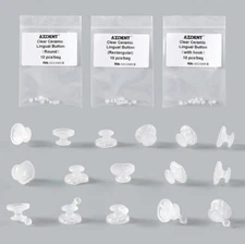 AZDENT Dental Ortho Clear Ceramic Lingual Button for Bondable Round /Rectangular