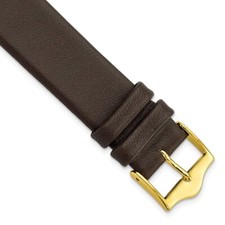 17mm 7.5" Flat Brown Leather Gold-tone Buckle Watch Band