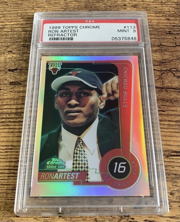1999-00 Ron Artest Topps Chrome Refractor PSA 9 RC Metta World Peace Rookie Card