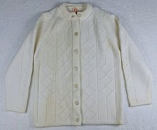 Vintage 60s Sears Womens Cardigan Button Up Sweater Knit Acrylic White Size 38