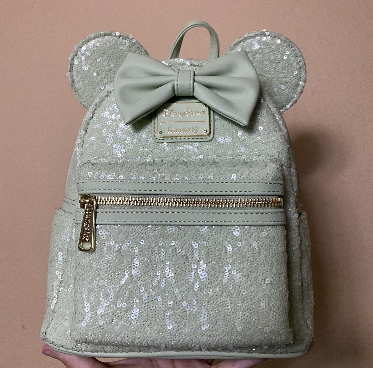 Loungefly Silver Sequin Backpack NWOT Amazon.com | Loungefly Disney Minnie Mouse Silver Sequin  main image 4
