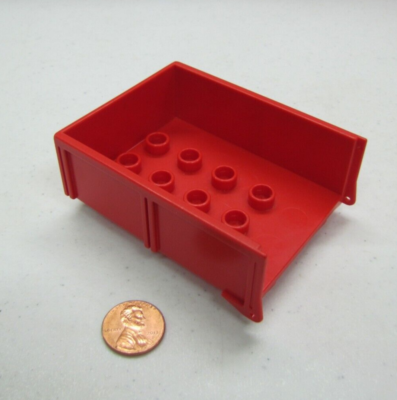 ☆激レア☆ビンテージ☆duplo L-100☆デッドストック☆印刷機☆ Vintage Lego Duplo Red Trailer Dump Truck Bucket Bed Bin