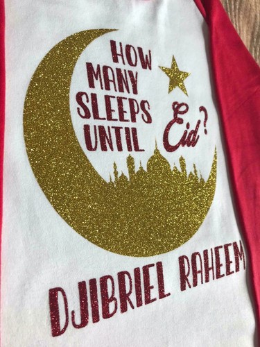 'How many sleeps until Eid' PJ's pyjamas personalised name Eid Mubarak Gift idea - Picture 6 of 11