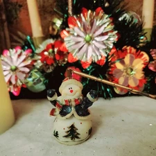 Home Interiors and Gifts Snowman Christmas Candle Snuffer. NOS MINT CONDITION 