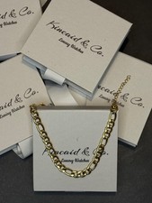 Yellow Gold PVD Stainless Steel 8-10" Figaro Bracelet 6mm (Adjustable Size)