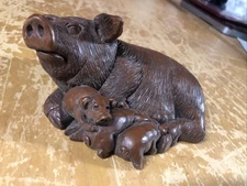Vtg 1992 Red Mill Mfg Hogstead Nursing Mother Pig & Piglets Figurine Sow Hog