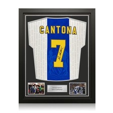 Eric Cantona Signed Manchester United 1994-97 Third Football Shirt. Framed