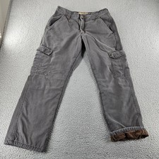 Wrangler Pants Mens 30x30 Gray Fleece Lined Cargo Utility Workwear Western