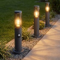 AußEnstehlampe Sockelleuchte Gartenlampe Bewegungsmelder Rauch Anthrazit 3Er Set