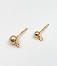 Gold Filled 3mm or 5mm Round Ball Dangle Post Earrings 3 pair 6 pcs 