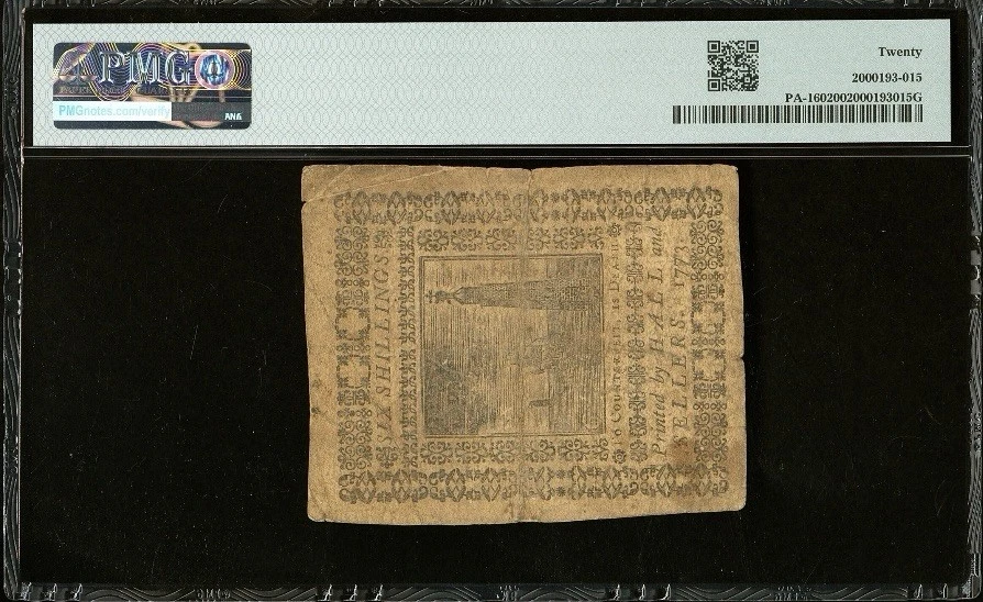 1773 PENNSYLVANIA American Revolution Colonial Currency Bank Note PA-160, PMG 20 - Image 2 of 4