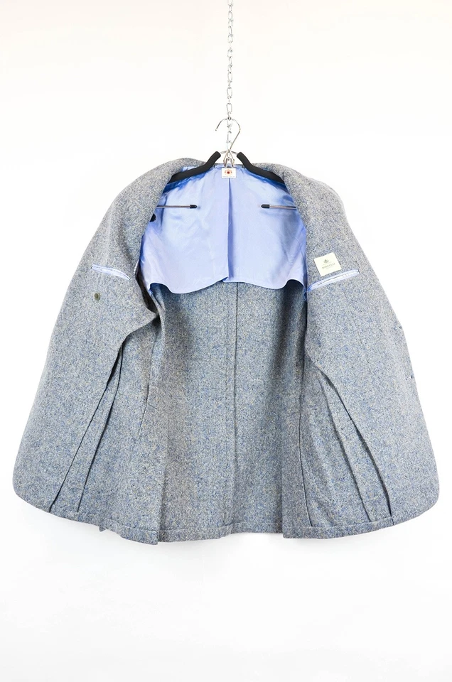 Blazer Luigi Borrelli Napoli - Lana Tweed Azul - Hecho en Italia - Talla 52 Foto 3 de 4