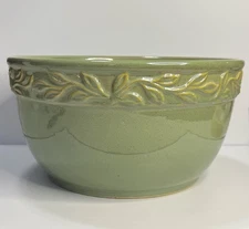 California Pantry Classic Ceramics Floral Rim 10”Large Mixing/Serving Bowl Green